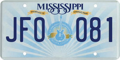 MS license plate JFO081
