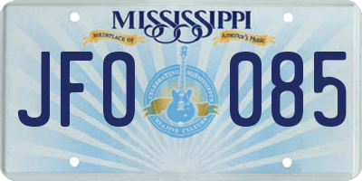 MS license plate JFO085