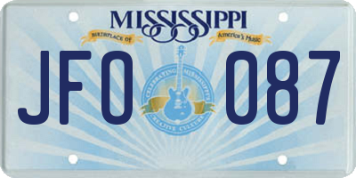MS license plate JFO087