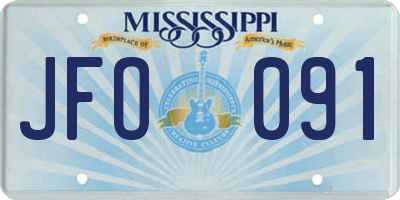 MS license plate JFO091