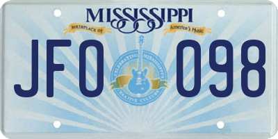 MS license plate JFO098