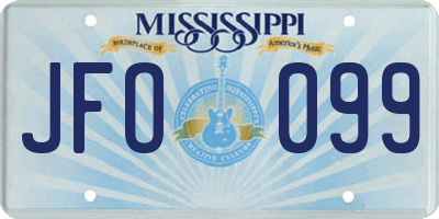 MS license plate JFO099