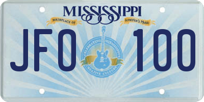 MS license plate JFO100
