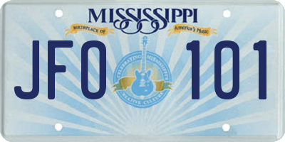 MS license plate JFO101