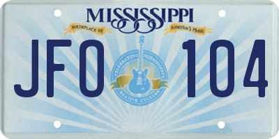 MS license plate JFO104