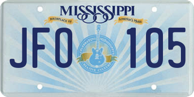 MS license plate JFO105