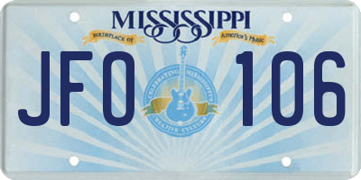 MS license plate JFO106