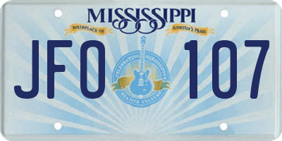 MS license plate JFO107