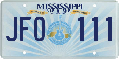 MS license plate JFO111