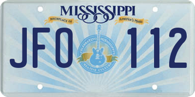 MS license plate JFO112