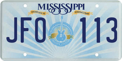 MS license plate JFO113