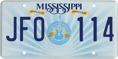 MS license plate JFO114