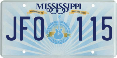 MS license plate JFO115