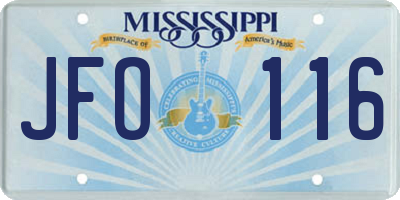 MS license plate JFO116