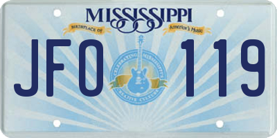 MS license plate JFO119