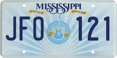 MS license plate JFO121