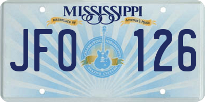 MS license plate JFO126