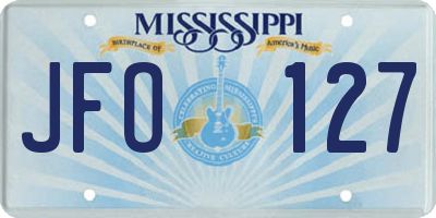 MS license plate JFO127