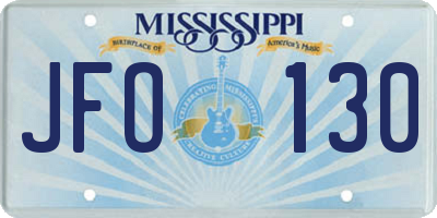 MS license plate JFO130