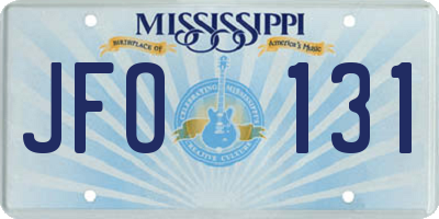 MS license plate JFO131