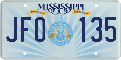 MS license plate JFO135