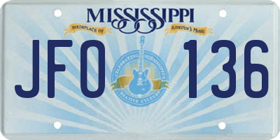 MS license plate JFO136