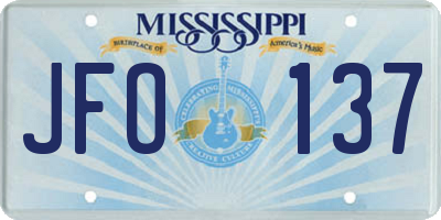 MS license plate JFO137
