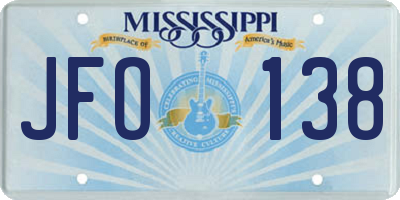 MS license plate JFO138