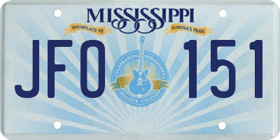 MS license plate JFO151