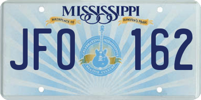 MS license plate JFO162