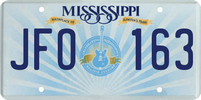 MS license plate JFO163