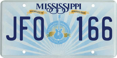 MS license plate JFO166