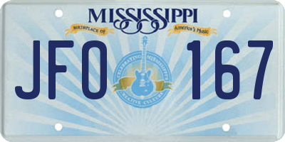 MS license plate JFO167
