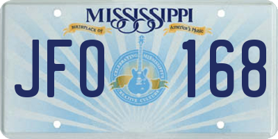 MS license plate JFO168