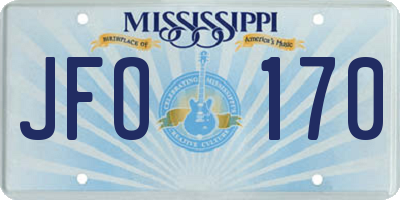 MS license plate JFO170