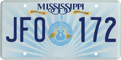MS license plate JFO172
