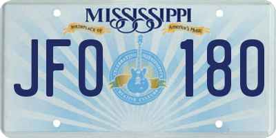 MS license plate JFO180