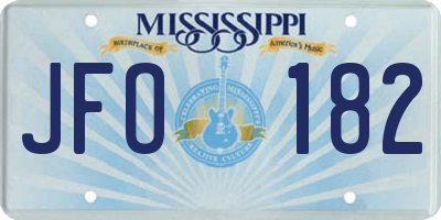 MS license plate JFO182