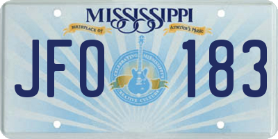 MS license plate JFO183