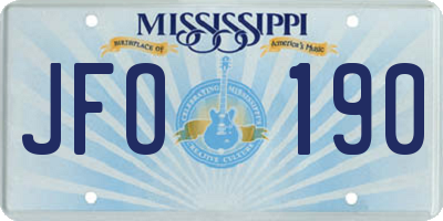 MS license plate JFO190