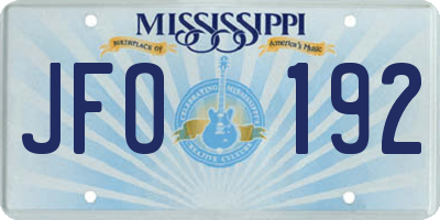 MS license plate JFO192