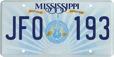 MS license plate JFO193