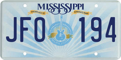 MS license plate JFO194