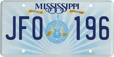 MS license plate JFO196