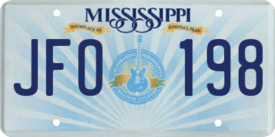 MS license plate JFO198