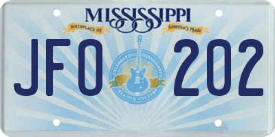 MS license plate JFO202