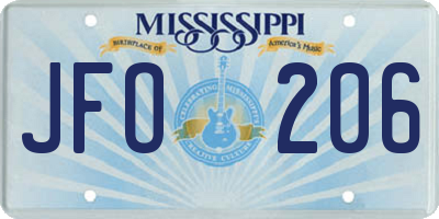 MS license plate JFO206