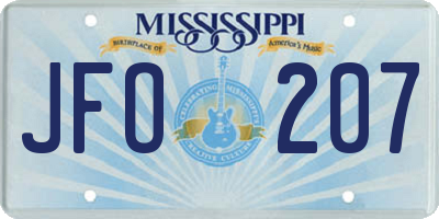 MS license plate JFO207