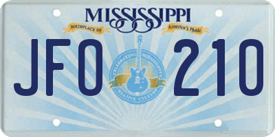 MS license plate JFO210