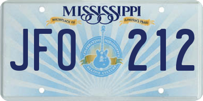 MS license plate JFO212